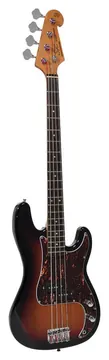 SX Basgitaar SPB62 Sunburst inclusief Hoes