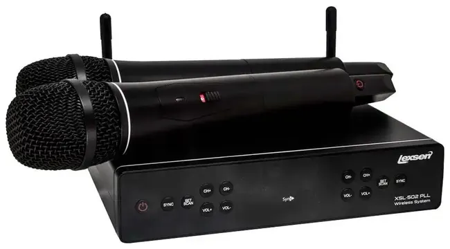 Lexsen Microfone Lexsen Xsl-502 Pll Sem Fio Uhf Multifrequência Com Dois Bastões