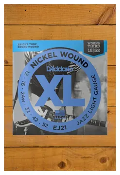 D'Addario EJ21 Nickel Wound Electric Guitar Strings, Jazz Light 12-52