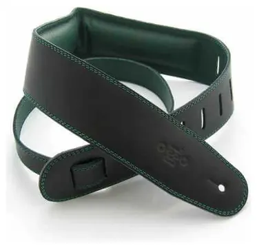 DSL Garment Leather 2.5" Guitar Strap With Foam Padding (Black/Green)