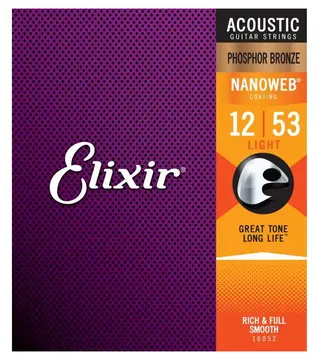 Elixir 16052 Nanoweb Light Acoustic Phosphor Bronze CORDE PER CHITARRA ACUSTICA PHOSPHOR BRONZE LIGHT - 012/053