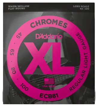 D'addario Chromes ECB81 45-100 Regular Light Flat Wound Bass Guitar Strings