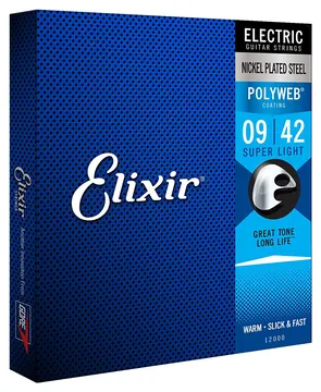 Elixir Electric Guitar Strings Elixir 12000 Polyweb 9-42 Super Light 100% Genuine