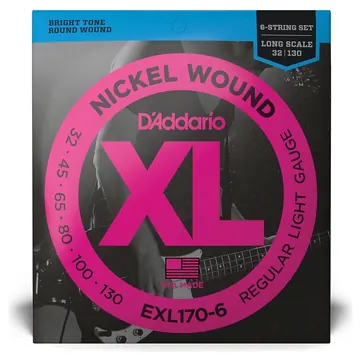 D'Addario EXL170-6 - XL 6-String Bass Nickel Wound, Long Scale 32-130