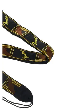 Fender 2" Monogrammed Strap, Black/Yellow/Brown Tracolla