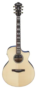 Ibanez AE390-NTA Naturdecke, aquablauer Korpus