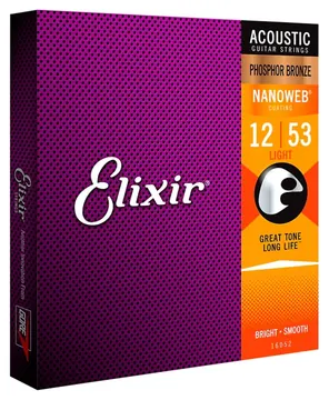Elixir Encordoamento Violão Elixir Phosphor Bronze Nanoweb 012 053 Light 16052