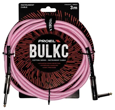 Proel BULK120CLU3PK Cavo telato jack Mono 6.3 a jack Mono 6.3 mm angolo 3mt Rosa