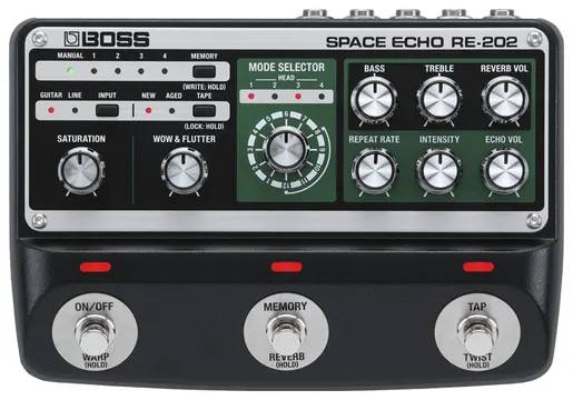 Boss RE-202 Space Echo pedal de delay e reverb com novo design