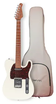 Benson Telecaster Hardy Series SS 904 Olympic White Escudo Tortoise Com Bag