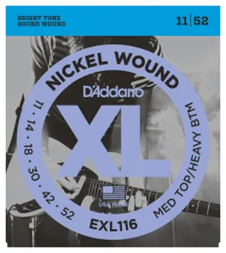 D'addario EXL116 Nickel Wound Med Top/Heavy Btm 011-052 - jeu de 6 cordes