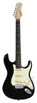 Tagima T-635 BK E/MG Classic Series Stratocaster Preta C/ Escudo Mint Green e Escala Escura