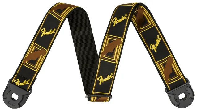 Fender Quick grip locking-end strap black yellow brown, 2"