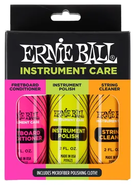 Ernie Ball 4225 Instrument Care Set + Poliertuch Politur, Conditioner, Cleaner, Microfasertuch
