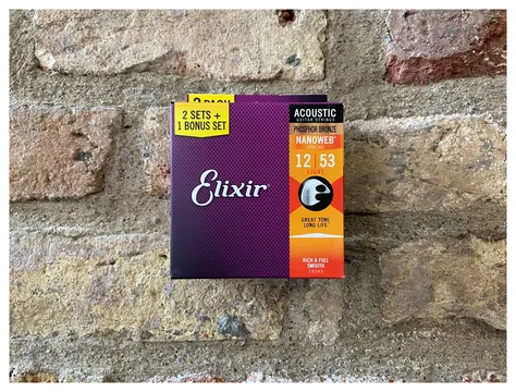 Elixir Nanoweb Light 12's Phosphor Bronze 3-for-2 Pack