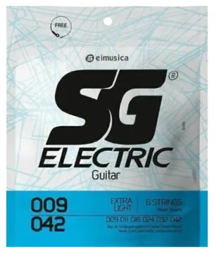 SG Encordoamento SG Para Guitarra em Níquel .009 - .042 Extra Light Gauge