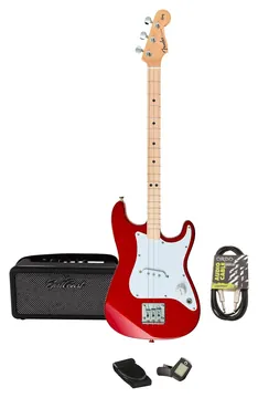 Loog X Fender Stratocaster Electric Guitar in Candy Apple Red Starter Pack