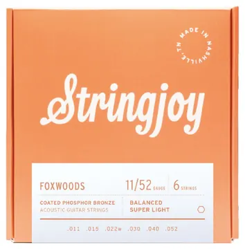 Stringjoy Foxwoods Super Light Gauge (11-52) Coated Phosphor Bronze Acoustic Guitar Strings