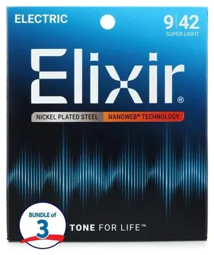 Elixir Encordoamento Para Guitarra Elixir Nanoweb Super Light 009