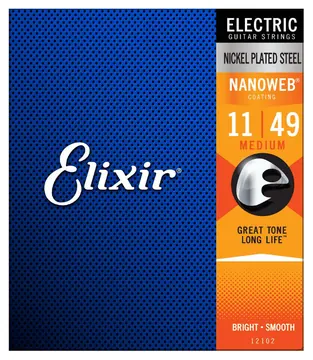 Elixir Electric Medium (.11-.49) Nickel Plated Steel w/NANOWEB Coating