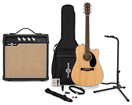 Fender CD-60SCE Solid Top Electro Acoustic Guitar with Accessory Pack, Build Your Own Bundle