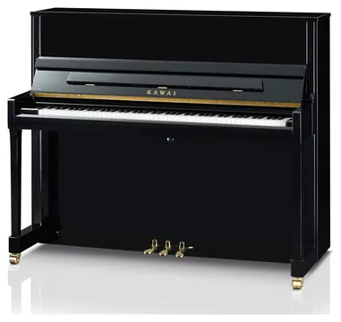 Kawai K-300 Klavier schwarz poliert – Millennium-III-Mechanik, Resonanzboden aus massiver Fichte, Hammerkern aus Mahagoni
