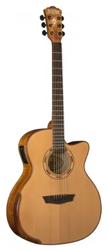 Washburn WCG-66SCE N Chitarra Acustica Elettrificata 4/4 Top Cedro Massello Fondo E Fasce IN Acero Spalla Mancante Colore Natural
