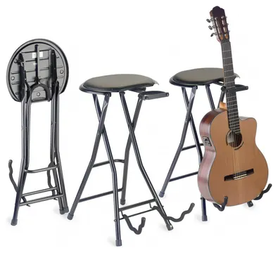 Stagg GIST-350 Klapphocker mit rechteckiger Sitzfläche und eingebautem Gitarrenständer