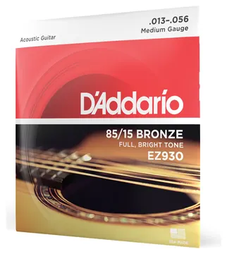 D'Addario EZ930 85/15 Bronze Acoustic Guitar Strings, Medium, 13-56