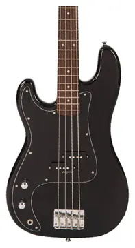 Vintage V40 Coaster Series Left Handed Bass Guitar - Gloss Black