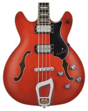 Hagstrom Viking 4 String Semi-Hollow Short Scale Bass, Cherry Transparent