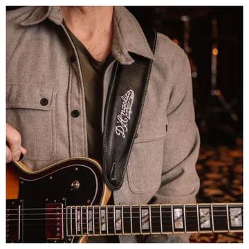 D'Angelico Leather Guitar Strap Black