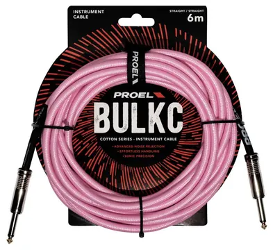 Proel BULK100CLU6PK Cavo telato jack Mono 6.3 a jack Mono 6.3 mm da 6mt Rosa