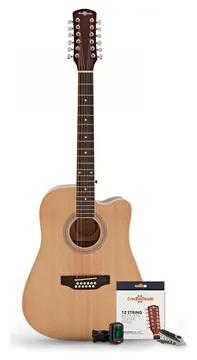 Gear4music Dreadnought 12-snarige Akoestische Gitaar & Accessoireset van Gear4music, Natuurlijk