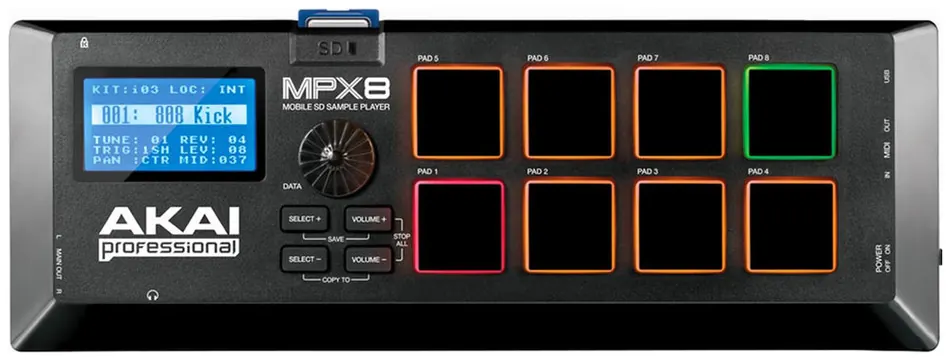 Akai Professional MPX8 Campionatore MIDI Controller lettore SD card USB 8 Pad