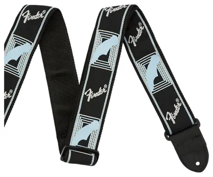 Fender 2" Monogrammed Strap, Black/Light Grey/Blue Tracolla