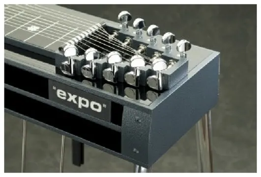 Black GFI S10E Expo Model Pedal Steel Guitar with Hardcase [10-string Single Neck with 3 Pedals & 4 Knee Levers - Made in USA]