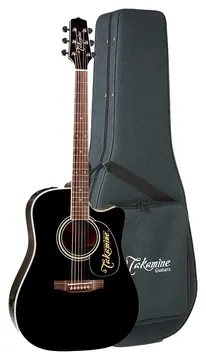 Takamine Japonês EF341SC BK Preto Eletroacústico Aço C/ Semi Case
