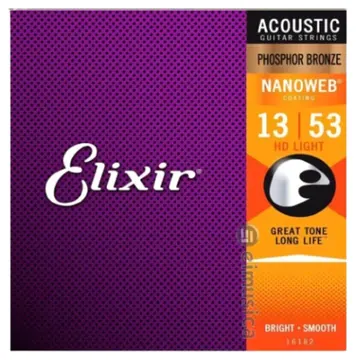 Elixir Encordoamento para Violão Elixir Nanoweb Phosphor Bronze HD Light .013-.053 - 16182