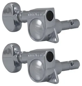 Grover 406C Mini Locking Rotomatics with Round Button - Guitar Machine Heads, 3 + 3 - Chrome