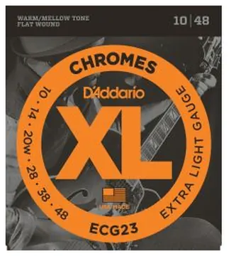 D'Addario Chromes Flat Wound Electric Guitar Strings - Extra Light 10-48 ECG23