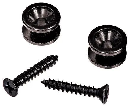 D'Addario PWEP102 Gurtknöpfe reines Messing schwarz (Paar)