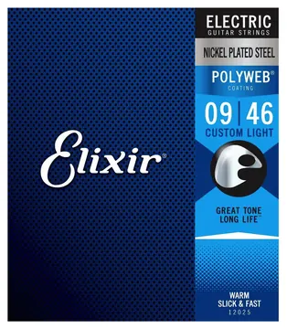 Elixir Electric Custom Light (.009-.46) Nickel Plated Steel w/POLYWEB Coating