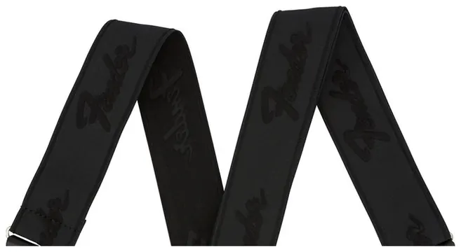 Fender Weighless Strap Running Logo B/B Tracolla per chitarra e basso nera