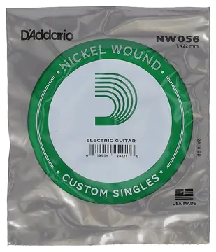 D'Addario NW056 Nickel Wound Electric Guitar Single String, .056
