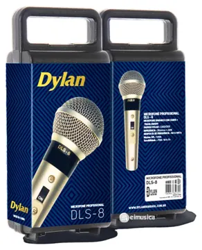Dylan Microfone Com Fio Dylan DLS8 Dinamico Cardióide Chave ON/OFF Cor Champanhe