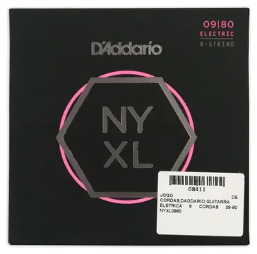 Jogo de Cordas Daddario NYXL0980 09 80 para Guitarra Elétrica 8 Cordas