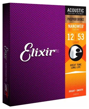 Elixir 16052 Acoustic Phosphor Bronze Nanoweb Light 12-53