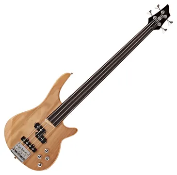 Gear4Music Chicago Fretless Bass Guitar Natural