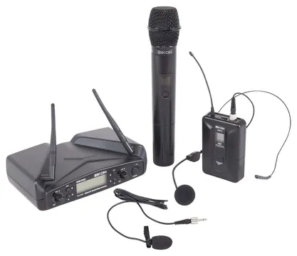 Eikon WM700DKIT Sistema microfonico Wireless Archetto+Palmare+ Pulce, Nero